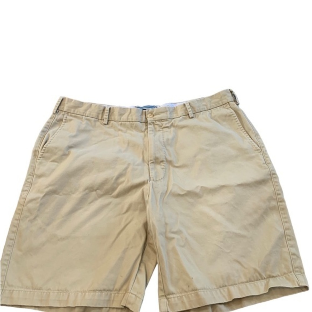 Peter Millar Casual Bermuda Shorts Men's 38 Flat-Front Beige Khaki Pima Cotton